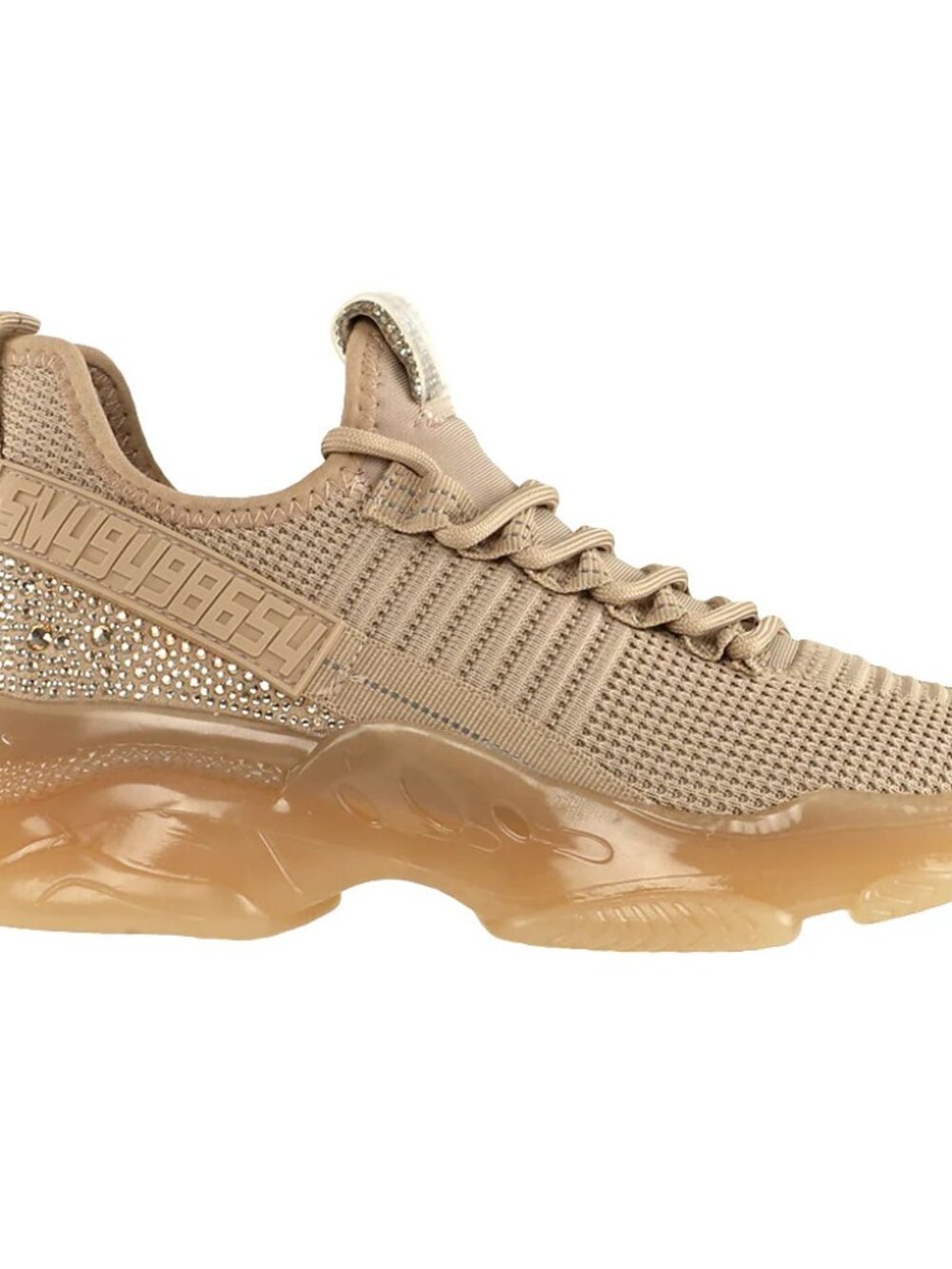 Steve Madden Womens Maxima Rhinestone Sneaker 8M Beige NWT